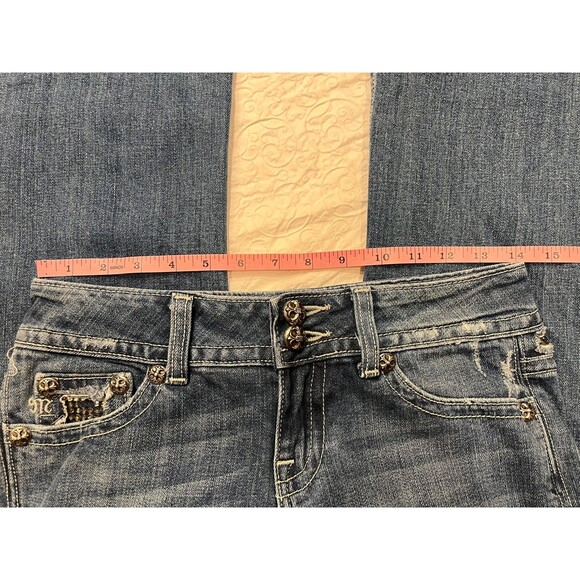 Miss Me boot cut 26 Jeans Distressed embellished with rhinestones - Picture 8 of 11